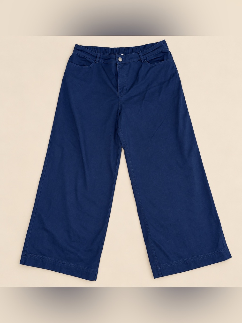 PACT Women’s XL Organic Stretch Twill Wide Leg Pants Navy Blue Cotton